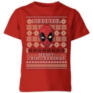 Image of Marvel Deadpool Kids Christmas T-Shirt - Red - 11-12 Years