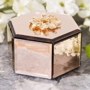 image of Sophia Hexagonal Champagne Mirror Glass Trinket Box