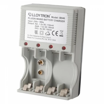 Image of Lloytron B046 Home Charger For 4 x AA/AAA & PP3 UK Plug