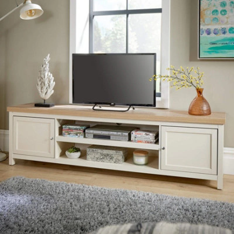 Image of Home Source Avon 2 Door 180cm Large TV Unit Stand Off White
