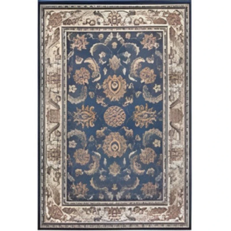 Image of The Rugs Reni Luxor Oriental Vintage Short Pile Living Room Rug Runner In Blue