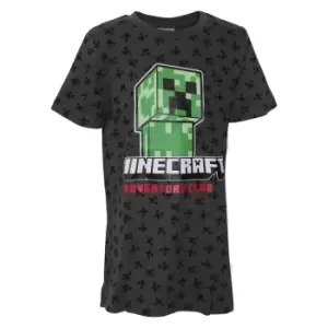 Image of Minecraft Childrens/Kids Creeper All-Over Print T-Shirt (11-12 Years) (Grey)