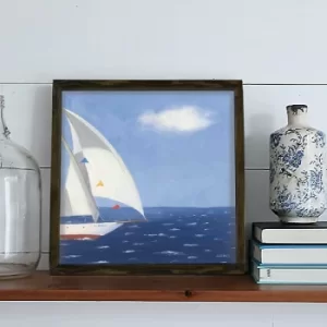 Image of KZM441 Brown Blue White Red Decorative Framed MDF Painting