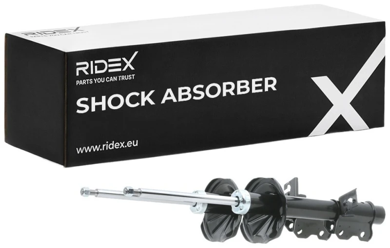 Image of RIDEX 854S2720 Shock absorber Rear Axle Left, Gas Pressure, Twin-Tube, Suspension Strut, Top pin Shock Absorber (854)