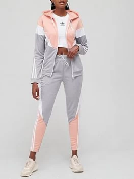 Image of adidas Colourblock Tracksuit - Blush, Blush, Size L, Women