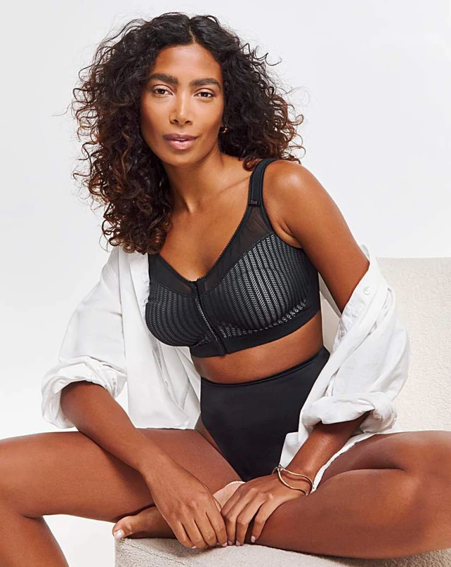 Image of Berlei Beauty Stripe Front Fastening Bra - Black female