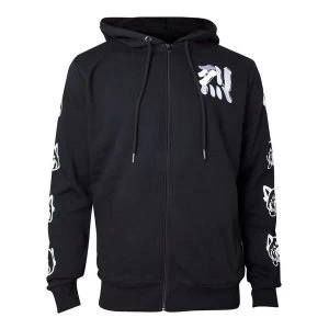Image of Aggretsuko - Retsuko Rage Sleeve Faces Mens Medium Hoodie - Black