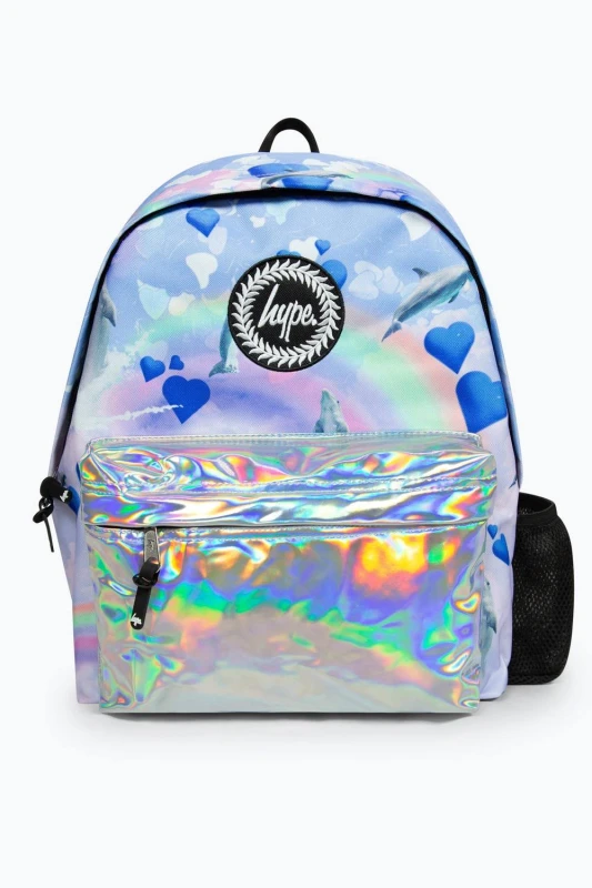 Image of Hype Rainbow Dolphins Badge Backpack Multi unisex