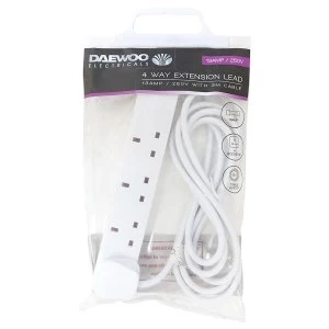 Image of Daewoo 4-Way 3m Extension Lead - White