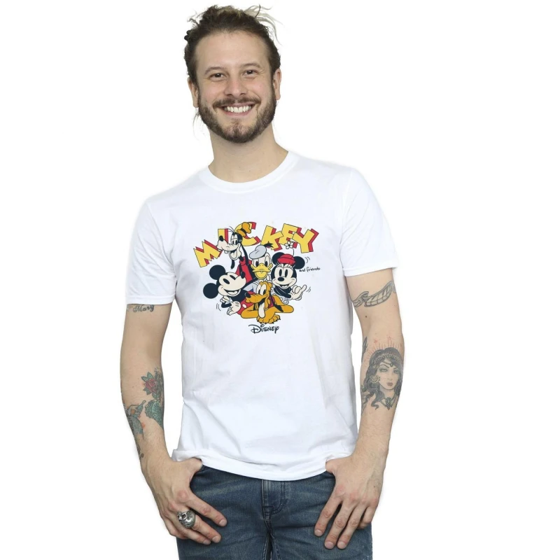 Image of Disney Men Mickey Mouse Group T-Shirt in White Size: Small White S Male 5063153650657