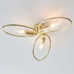 Image of Ensora Lighting Amari 3Lt Semi Flush Light Fitting Gold