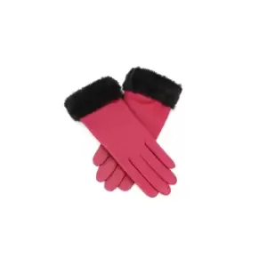 image of Eastern Counties Leather Womens/Ladies Debbie Faux Fur Cuff Gloves (M) (Cranberry)