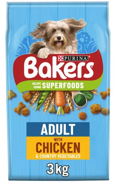 image of Purina Bakers Adult Chicken and Vegetables Dog Food 3kg