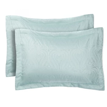 Image of Catherine Lansfield Ornate Jacquard Pillow Shams - Duck Egg
