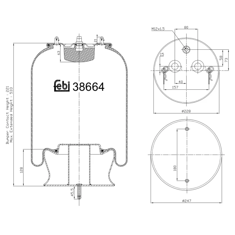 Image of FEBI BILSTEIN 38664 Boot, air suspension Front Axle Right Boot,air suspension (324)