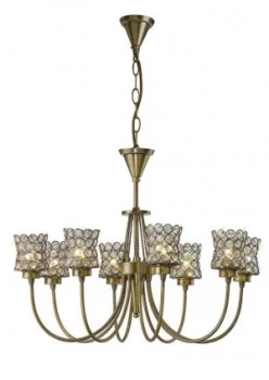 Image of Ceiling Pendant 8 Light Antique Brass, Crystal