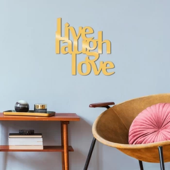 Image of L?ve Laugh Love Metal Decor - Gold Gold Decorative Metal Wall Accessory