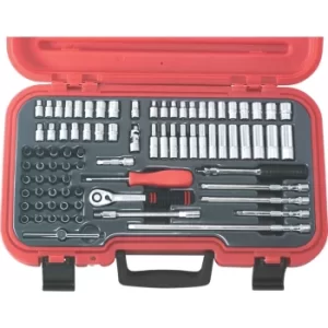 image of Socket Set 1/4" Square Drive 4-14MM Bi-hexagon Metric/Inch/Ba (82 Piece) Chrome Vanadium (12-Point)