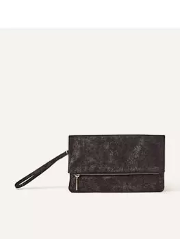 Accessorize LEATHER Clutch, Black, Women