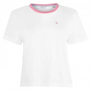 Image of Jack Wills Milsom Cropped Plain Ringer T-Shirt - White