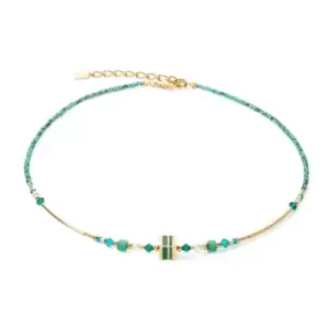Image of Square Stripes Green-Gold Necklace 4355/10-0516