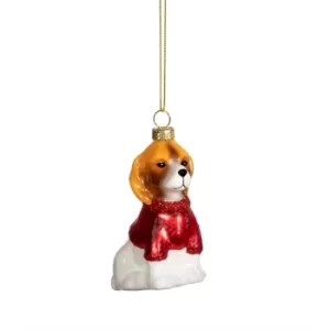 image of Dog in Jumper Shaped Bauble