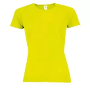 Image of SOLS Womens/Ladies Sporty Short Sleeve T-Shirt (S) (Neon Yellow)