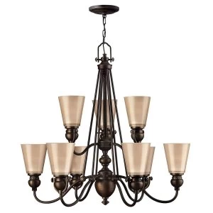 9 Light Multi Arm Chandelier Olde Bronze Finish, E27