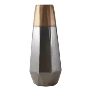 image of 44cm Silver and Copper Polygonal Metal Vase