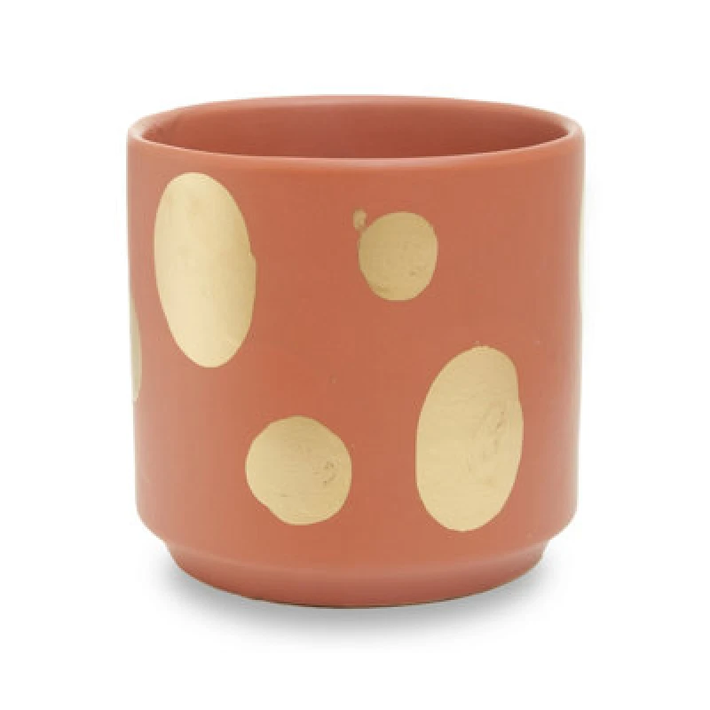 Image of Orsina Gold Speckled Ceramic Planter, Modern Small Garden Pot For Home Decor, Ceramic Pots For Indoor Plants