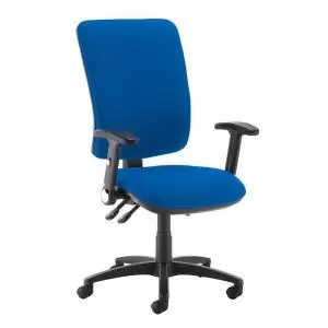Image of Senza extra high back operator chair with folding arms - Scuba Blue