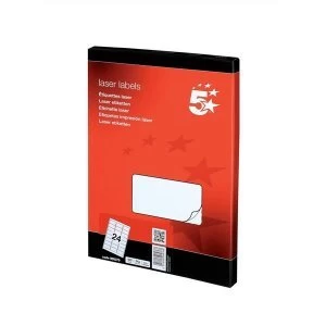 Image of 5 Star Office Multipurpose Labels Laser 24 per Sheet 64x34mm White 2400 Labels