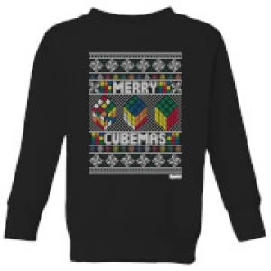 image of Rubiks Merry Cubemas Kids Christmas Sweatshirt - Black - 11-12 Years