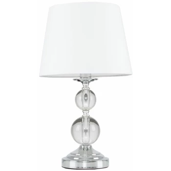 Image of Chrome and Acrylic Ball Touch Dimmer Table Lamp With Light Shade - White - No Bulb