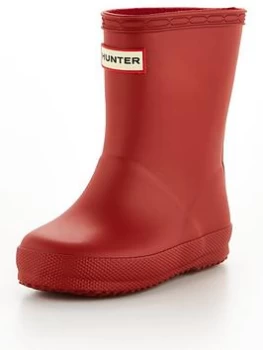 Image of Hunter Kids First Classic Wellington Boot - Red, Green, Size 10 Younger