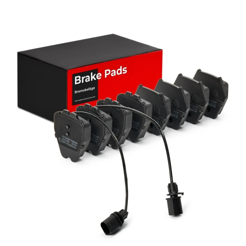 Image of STARK SKBP-0010222 Brake pad set Front Axle, with integrated wear sensor, with anti-squeak plate Brake Pad Set,disc brake (402)