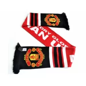 Image of Manchester United FC Glory Jacquard Knit Scarf (One Size) (Red/Black/White)