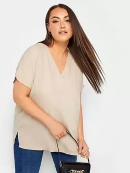 Image of Yours Textured V Front Top Natural, Natural, Size 22-24, Women