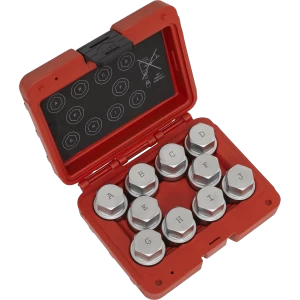 Image of Sealey 10 Piece Locking Wheel Nut Key Set for Land Rover
