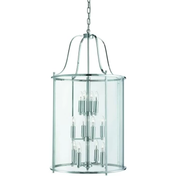 Image of Searchlight Lighting - Searchlight Victorian Lanterns - 12 Light Ceiling Lantern Pendant Chrome, Glass Twelve, E14
