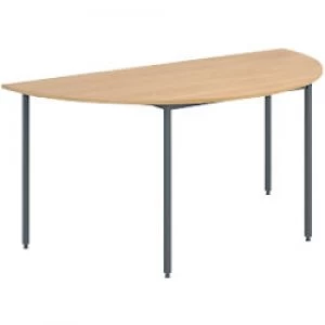 Image of Dams International Semi Circular Meeting Room Table with Oak Coloured MFC Top and Graphite Frame Flexi 1600 x 800 x 725mm