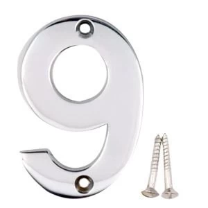 Image of Chrome Effect Brass House Number 9