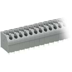 Image of WAGO 250-508 8 Pole 5mm 17.5A 45° Push Button PCB Terminal Block Grey