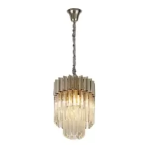 Image of Luminosa Pendant Round 4 Light E14, Polished Nickel, Clear Glass