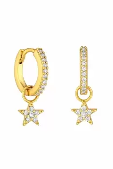 image of 14K Gold Plated Recycled Cubic Zirconia Star Huggie Earrings - Gift Pouch