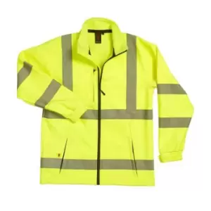 image of Warrior Unisex Adult Hi-Vis Softshell Coat (4XL) (Fluorescent Yellow)