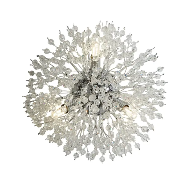 Image of Searchlight Sunburst Glass 3 Light Flush Wall Light - Chrome