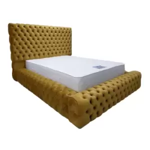 Image of Sultan Bed King Plush Velvet Mustard