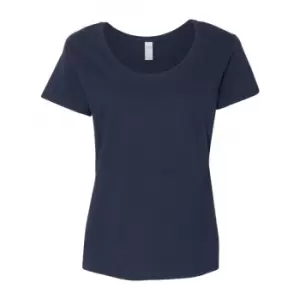 image of Gildan Womens/Ladies Short Sleeve Deep Scoop Neck T-Shirt (S) (Navy)