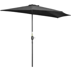 Image of 3 (m) Metal Frame Garden Furniture Parasol Half Round Umbrella Black - Black - Outsunny